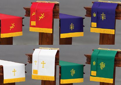 Picture of Embroidered Reversible Ten-Piece Red White/ Purple Green Parament Set