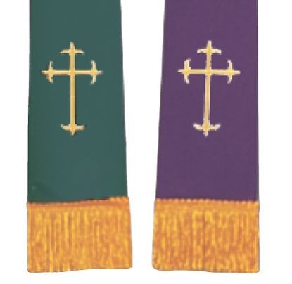 Picture of Embroidered Reversible Purple/Green Latin Cross Stole