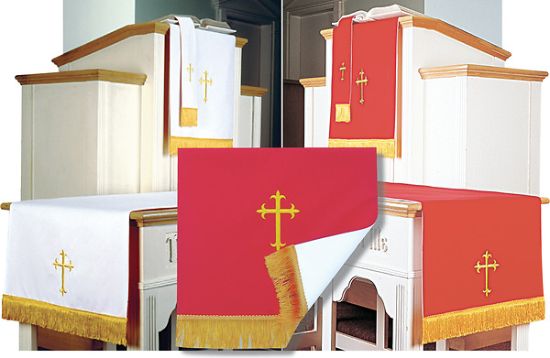 Picture of Embroidered Reversible Red/White Three-Piece Parament Set