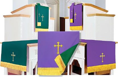 Picture of Embroidered Reversible Purple/Green Three-Piece Parament Set