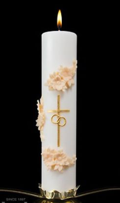 Picture of Cathedral Holy Matrimony Center Candle - Gold and Cream