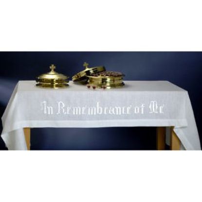 Picture of Embroidered 100% Linen In Remembrance of Me  Table Cover  50x86