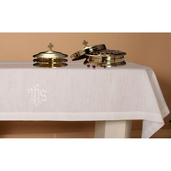 Picture of Embroidered 100% Linen IHS  Table Cover  50x86