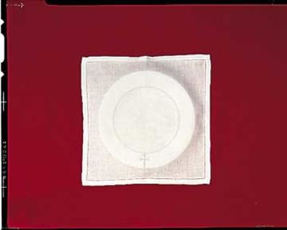 Picture of Embroidered Linen-Look Greek Cross  Bread Plate Napkin