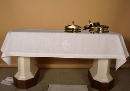 Picture of Embroidered Linen-Look IHS  Table Cover  50x80