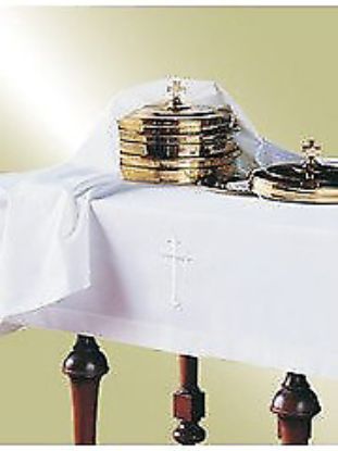 Picture of Embroidered Linen-Look Latin Cross  Table Cover  50x80