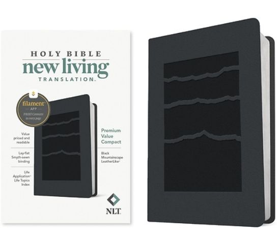 Picture of NLT Premium Value Compact Bible, Filament Enabled Edition (Leatherlike, Black Mountainscape)
