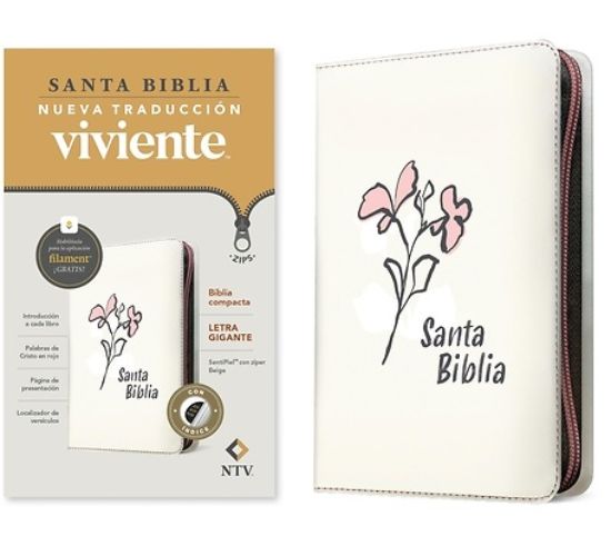 Picture of Biblia Compacta Ntv, Letra Gigante de Zíper Con Filament (Sentipiel, Beige, Índice, Letra Roja)