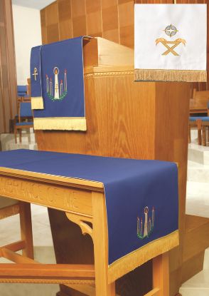 Picture of Embroidered Reversible Advent/Christmas 3-Piece Parament Set - Blue/White