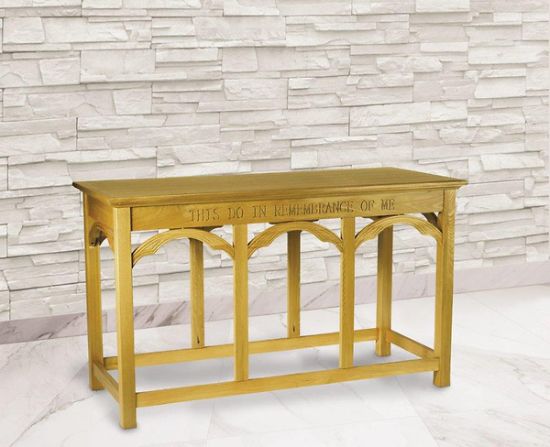 Picture of Large Engraved Communion Table - Medium Oak Stain