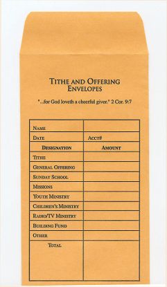 Picture of Tithe and Offering Envelope, Goldenrod, Package of 100
