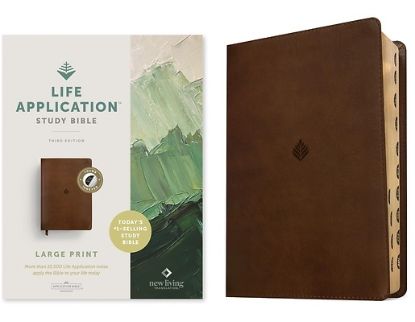 Picture of NLT Life Application Study Bible, Third Edition, Large Print (Leatherlike, Rustic Brown Leaf, Indexed, Red Letter)
