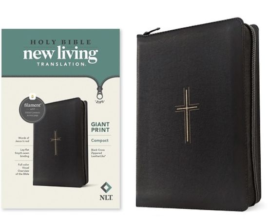 Picture of NLT Compact Giant Print Zipper Bible, Filament-Enabled Edition (Leatherlike, Black Cross, Red Letter)