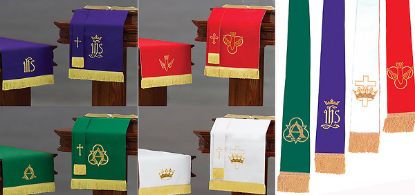 Picture of Embroidered Reversible Eight -Piece Parament Set  3pc Red/White + 3pc Purple/Green + 2 Stole