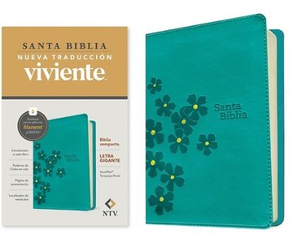 Picture of Biblia Compacta Ntv, Letra Gigante Con Filament (Sentipiel, Turquesa Floral, Letra Roja)