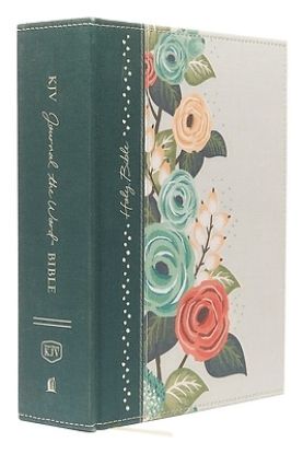 Picture of KJV, Journal the Word Bible, Large Print, Green Floral Cloth, Red Letter Edition