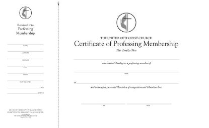 Picture of United Methodist Professing Membership Flat Certificates (Pkg of 26)