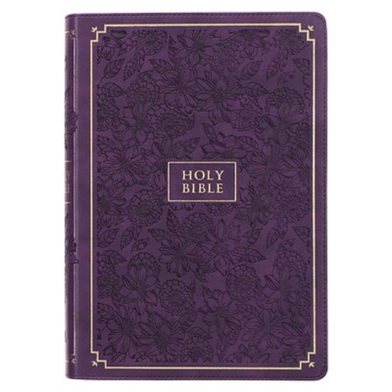Picture of KJV Giant Print Full-Size Bible Purple Floral Faux Leather