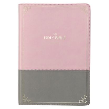 Picture of KJV Super Giant Print Bible Two-Tone Pink/Gray Faux Leather