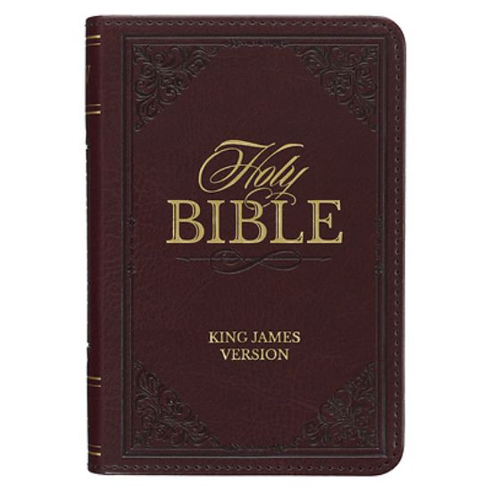 Picture of KJV Holy Bible, Mini Pocket Size, Faux Leather Red Letter Edition - Ribbon Marker, King James Version, Burgundy