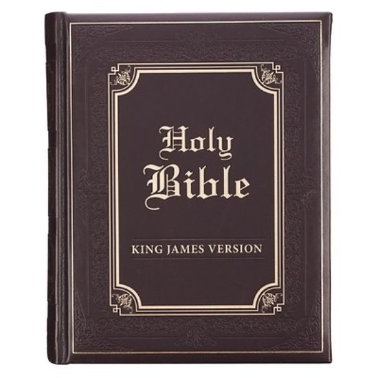 Picture of KJV Holy Bible, Heirloom Family Bible, Dark Brown Faux Leather w/Ribbon Markers, King James Version