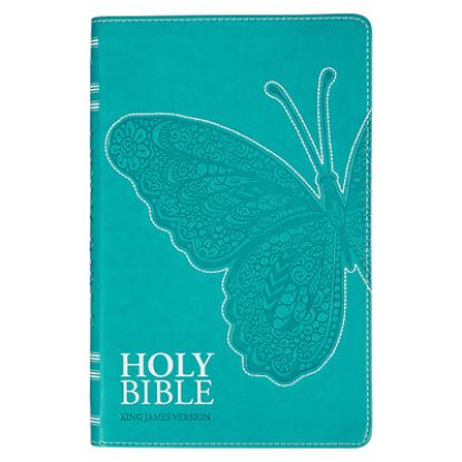 Picture of KJV Holy Bible, Gift Edition for Girls/Teens King James Version, Faux Leather Flexible Cover, Teal Butterfly