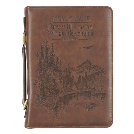 Picture of Bible Cover Medium Brown Wings Like Eagles Isaiah 40