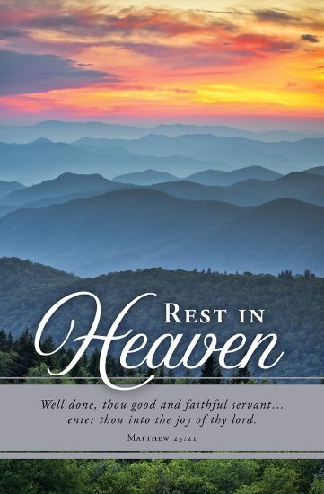 Picture of Rest in Heaven Well Done Good & Faithful Funeral Bulletin Regular
