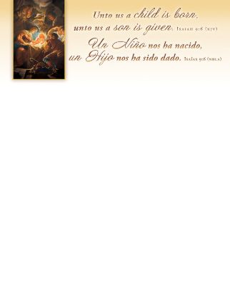 Picture of Christmas Unto Us a Child is Born Letterhead Bilingual