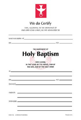 Picture of Baptism Certificate [Package of 25 w/ Envelope]
