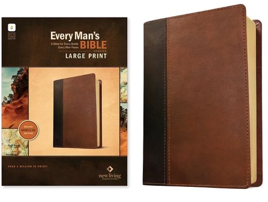 Picture of NLT Every Man's Bible, Large Print, Filament Enabled, Tutone (Leatherlike, Brown/Tan, Red Letter)