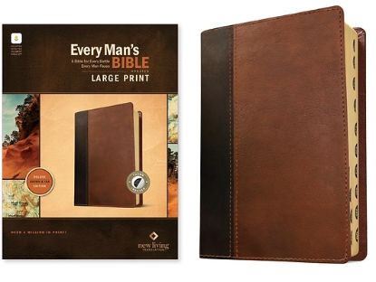 Picture of NLT Every Man's Bible, Large Print, Filament Enabled, Tutone (Leatherlike, Brown/Tan, Indexed, Red Letter)