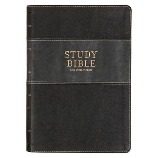Picture of KJV Study Bible Large Print (Faux Leather, Two-Tone Black and Gray)