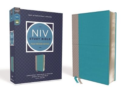 Picture of NIV Study Bible, Fully Revised Edition, Leathersoft, Teal/Gray, Red Letter, Comfort Print