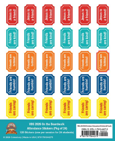 Picture of VBS 2027 On the Boardwalk Attendance Stickers (Pkg of 24)