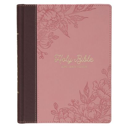 Picture of KJV Note-Taking Bible Two-Tone Pink/Brown Floral Faux Leather