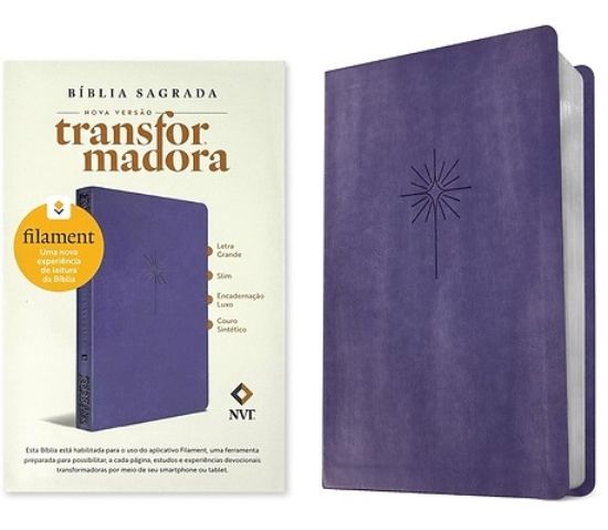 Picture of Bíblia Sagrada Nvt Slim Letra Grande Com Filament (Leatherlike, Purple)