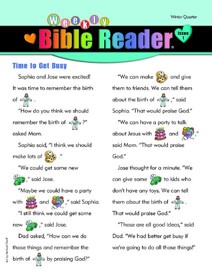 Picture of Heartshaper Early Elementary Bible Reader Take Home Papers PK5 Winter