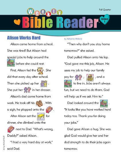 Picture of Heartshaper Early Elementary Bible Reader Take Home Papers PK5 Fall