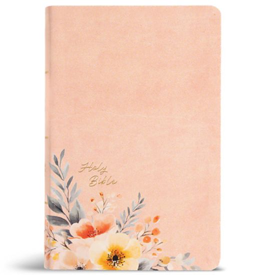 Picture of CSB Large Print Personal Size Reference Bible, Optimal Type, Digital Study Edition, Peach Floral Leathertouch