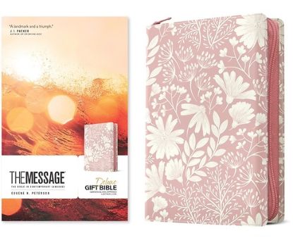 Picture of The Message Deluxe Gift Zipper Bible (Leather-Look, Garden Blush)