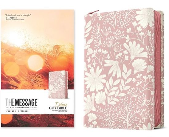 Picture of The Message Deluxe Gift Zipper Bible (Leather-Look, Garden Blush)