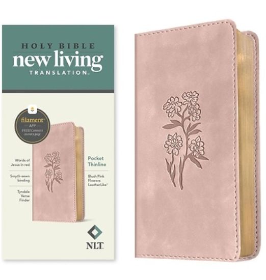 Picture of NLT Pocket Thinline Bible, Filament Enabled (Leatherlike, Blush Pink Flowers, Red Letter)