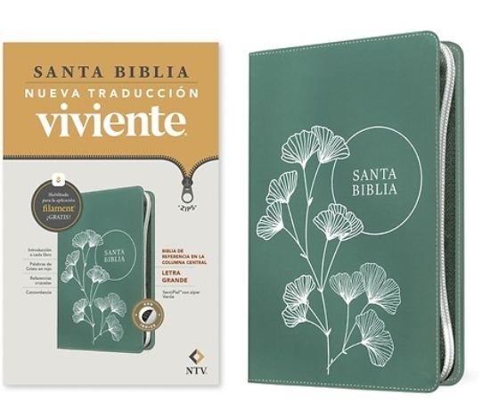 Picture of Biblia de Referencia En La Columna Central Ntv, Letra Grande de Zíper Con Filament, Design 4 Tbd (Sentipiel, Verde, Índice, Letra Roja)