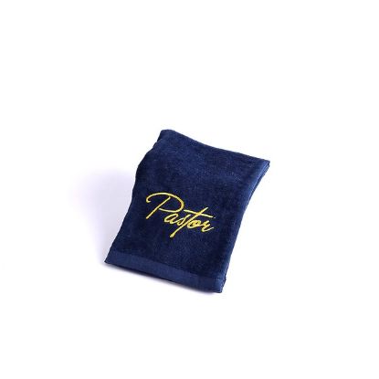 Picture of Navy with Gold Embroidered Pastor Towel