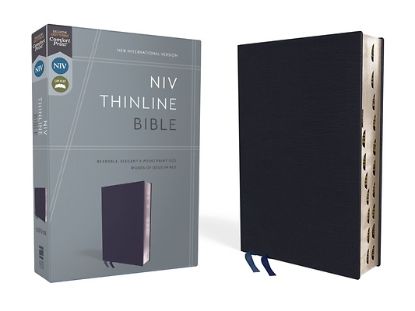 Picture of NIV, Thinline Bible, Bonded Leather, Navy, Indexed, Red Letter Edition