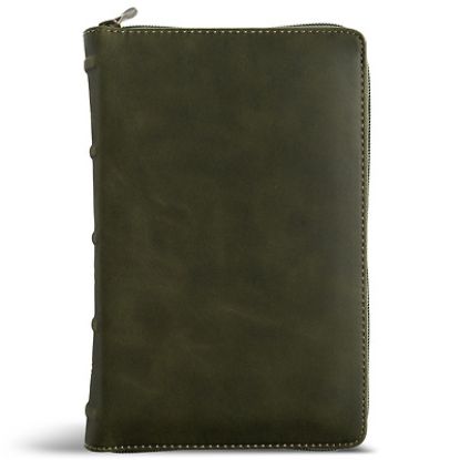 Picture of CSB Single-Column Compact Bible, Holman Handcrafted Collection, Zipper Closure, Olive Premium Calfskin