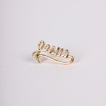 Picture of Gold Cursive Jesus Lapel Pin