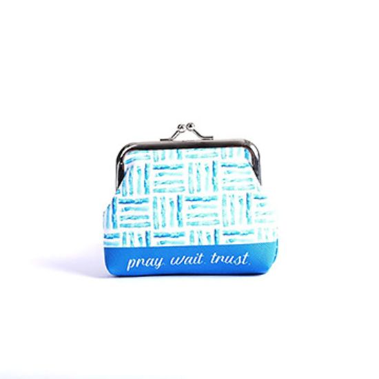 Picture of Coin Purse Pray Wait Trust Blue