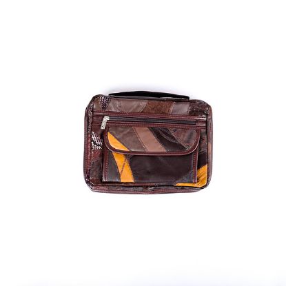 Picture of Bible Cover Patchwork Leather Brown Large